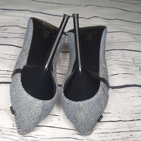 Casadei Made In Italy Denim Pointy Toe Stiletto Pumps Size 10 EU 40 - Picture 11 of 13